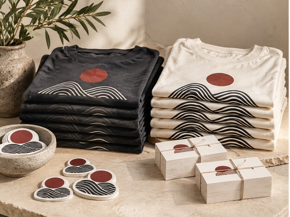 Coordinated event shirts, stickers and name cards